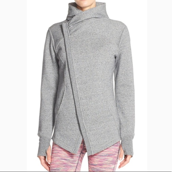 Zella Tops - Zella Snowdrift Asymmetrical zip sweatshirt grey M